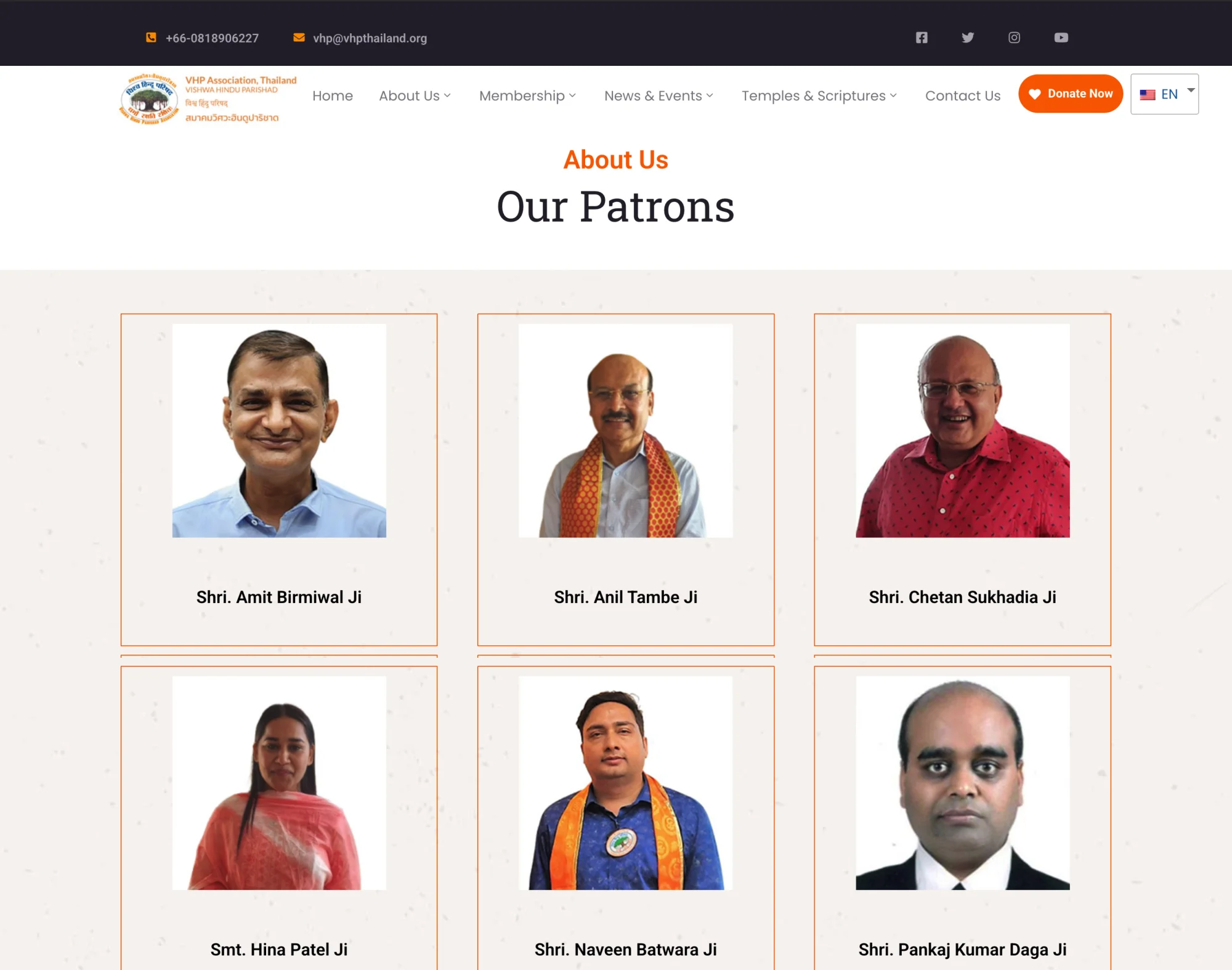 Vhp Thailand — Website Development & CRM, detail view